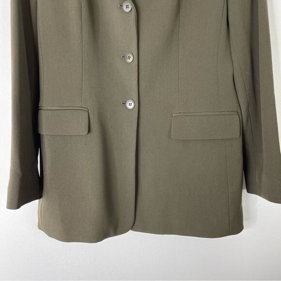 Jones NY green wool preppy office longline button jacket blazer 8 - Picture 3 of 6
